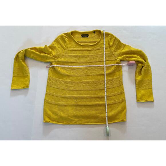 Marc O'Polo Yellow Cotton Linen Slub Knit Long Sleeve Sweater, Size L - Picture 9 of 13